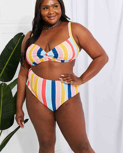 Marina West Swim Take A Dip Twist High-Rise Bikini in Stripe