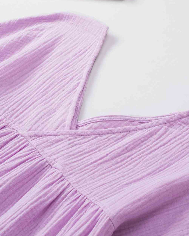 Dropped Shoulder V-Neck Blouse