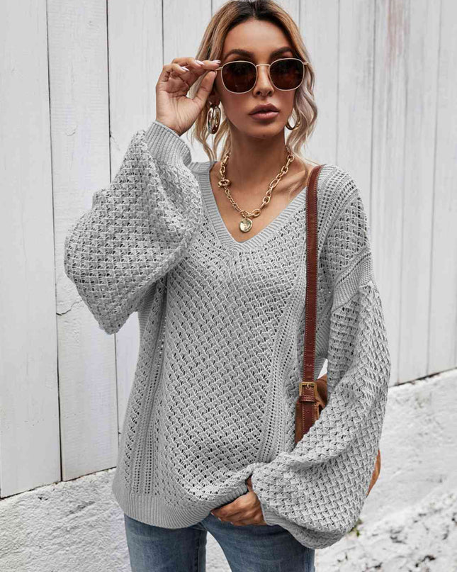 V-Neck Dropped Shoulder Sweater