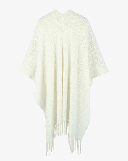Open Front Fringe Hem Poncho