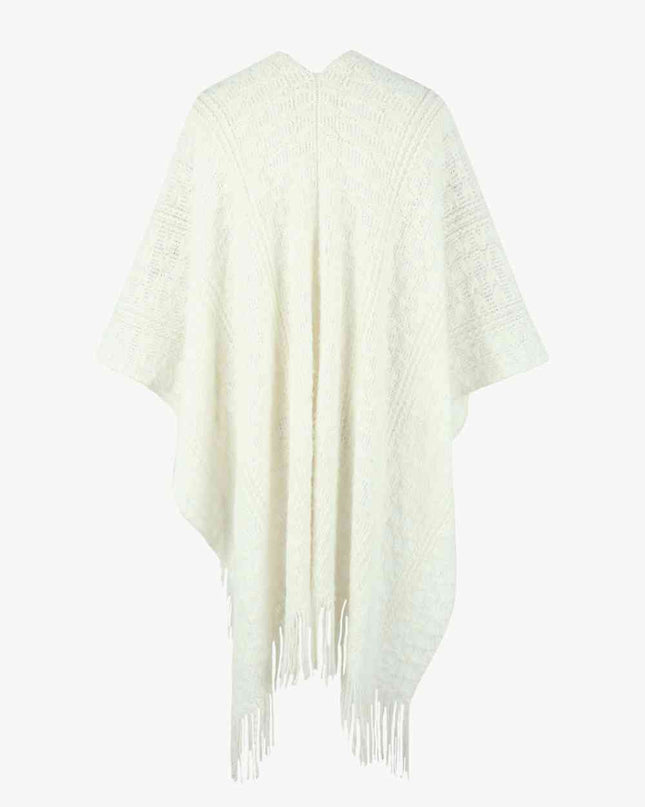 Open Front Fringe Hem Poncho