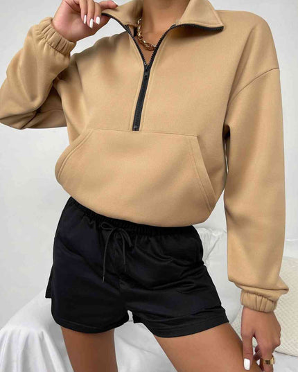 Half-Zip Dropped Shoulder Sweatshirt