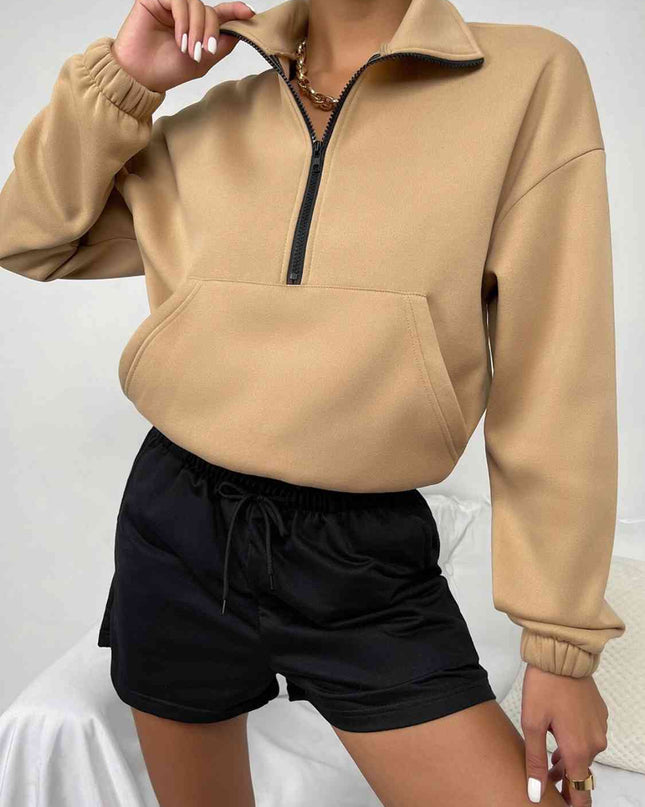 Half-Zip Dropped Shoulder Sweatshirt