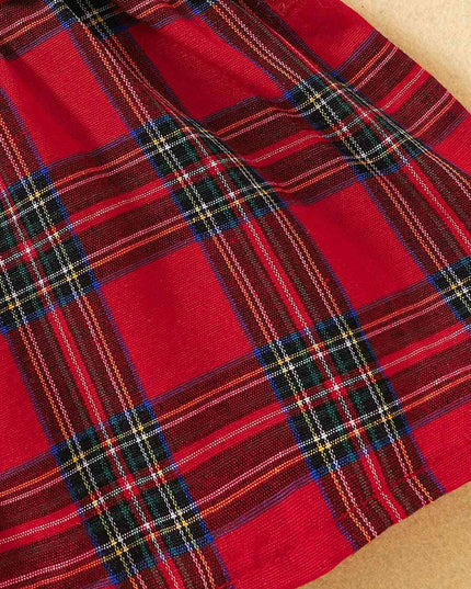 Plaid Bow Detail Round Neck Dress