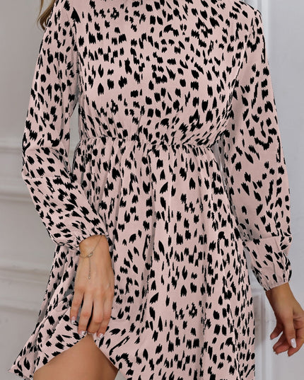 Mock Neck Long Sleeve Printed Dress