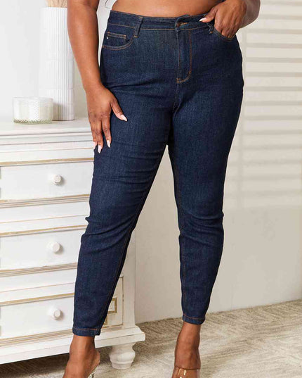 Judy Blue Full Size High Waist Pocket Embroidered Skinny Jeans
