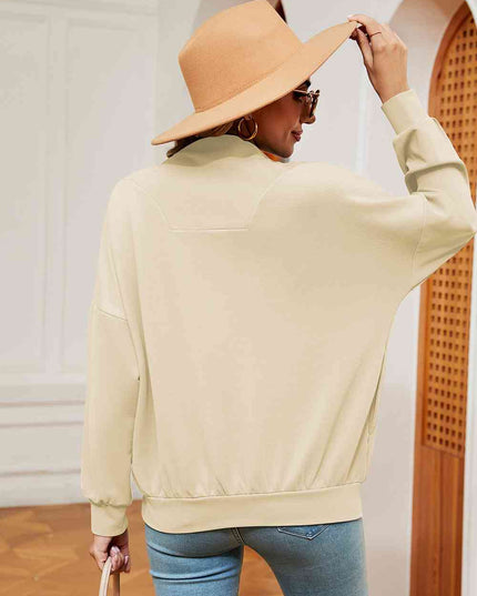 Half-Zip Dropped Shoulder Sweatshirt