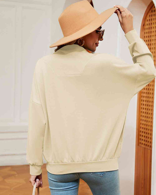 Half-Zip Dropped Shoulder Sweatshirt