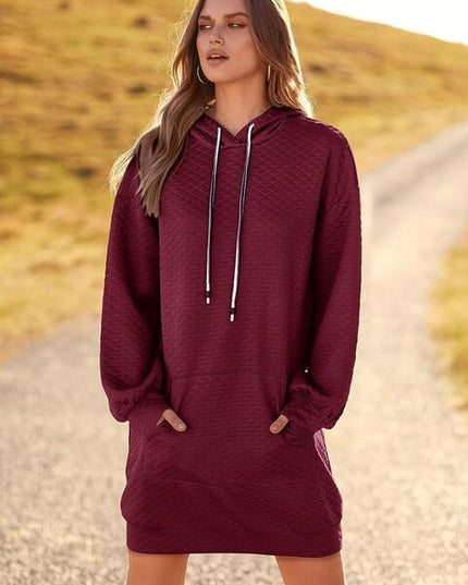 Textured Drawstring Tunic Hoodie