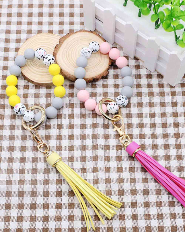 Assorted 2-Pack Multicolored Beaded Tassel Keychain