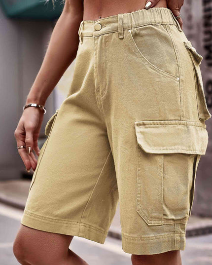 Denim Cargo Shorts with Pockets
