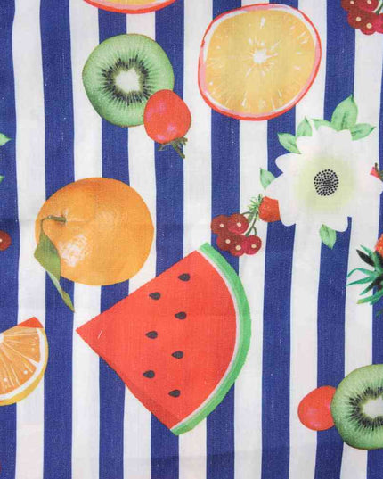 Fruit Striped Collared Sleeveless Shirt