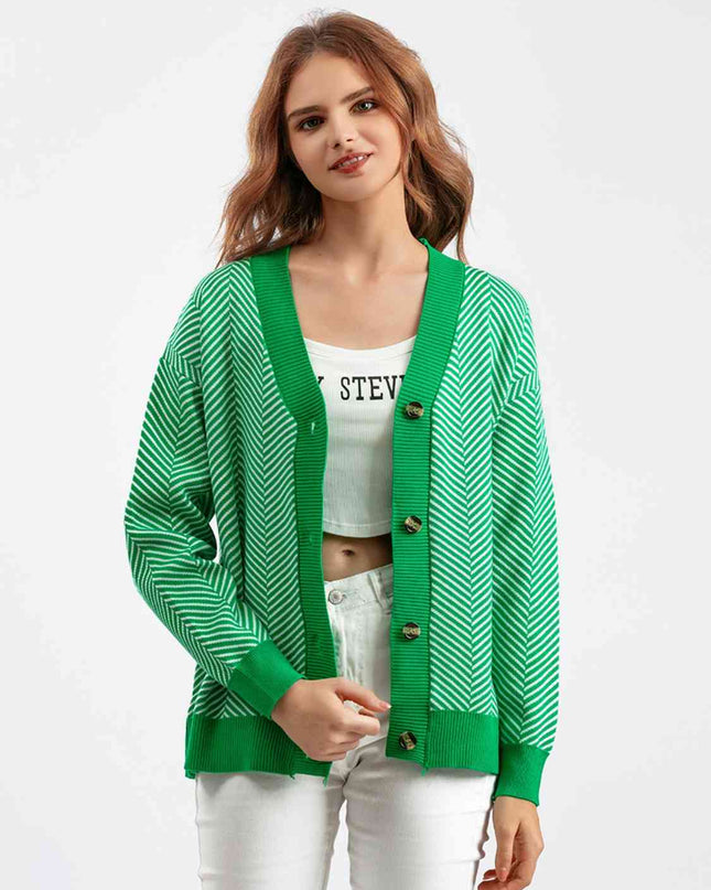 Button Down V-Neck Cardigan