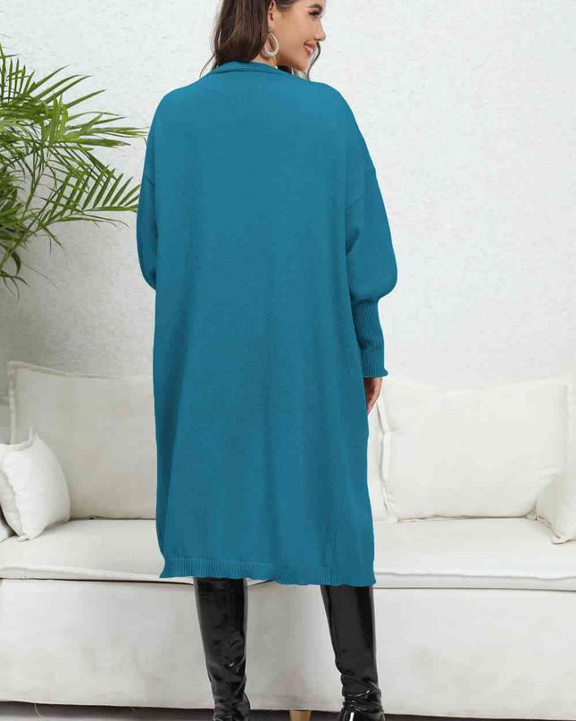 Open Front Dropped Shoulder Cardigan