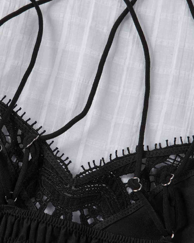Smocked Eyelash Trim Lace Bralette