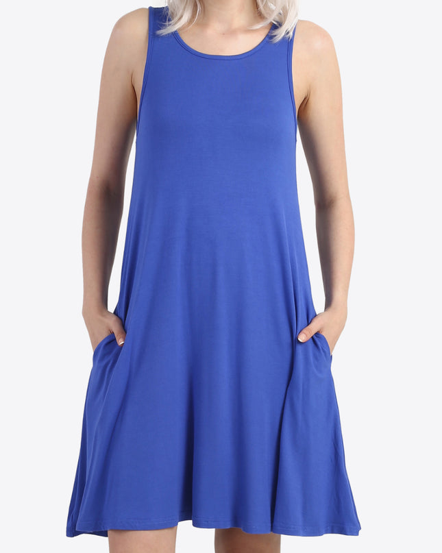 Cutout Scoop Neck Sleeveless Dress with Pockets