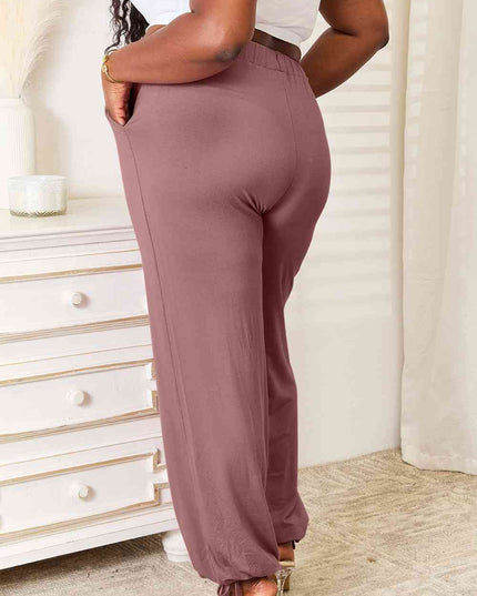 Basic Bae Full Size Soft Rayon Drawstring Waist Pants with Pockets