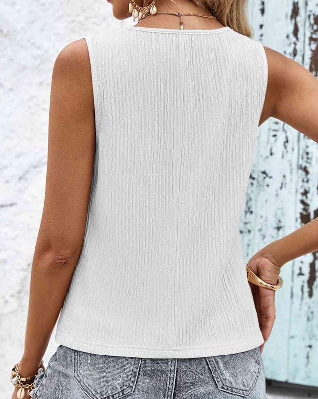 Textured V-Neck Tank Top