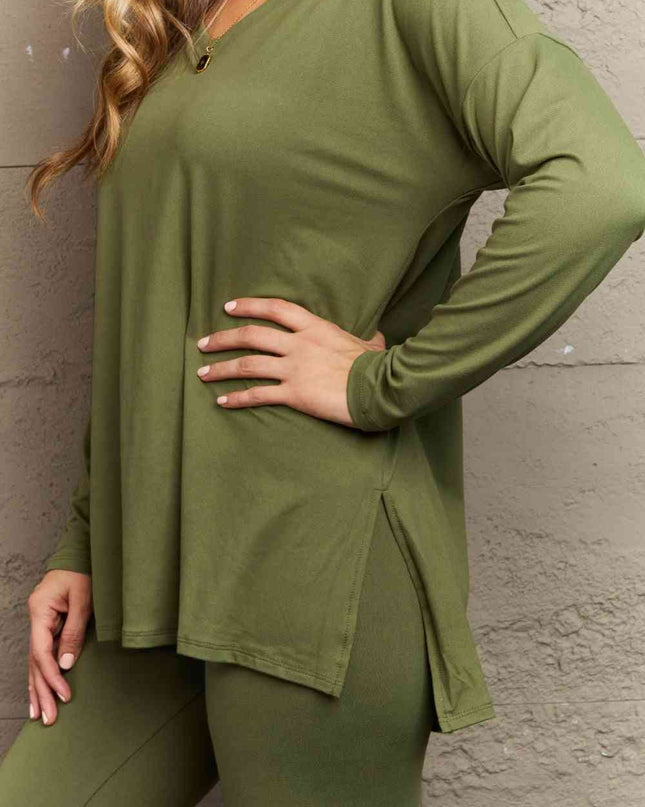 Zenana Lazy Days Full Size Long Sleeve and Leggings Set