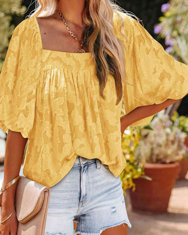 Square Neck Puff Sleeve Blouse