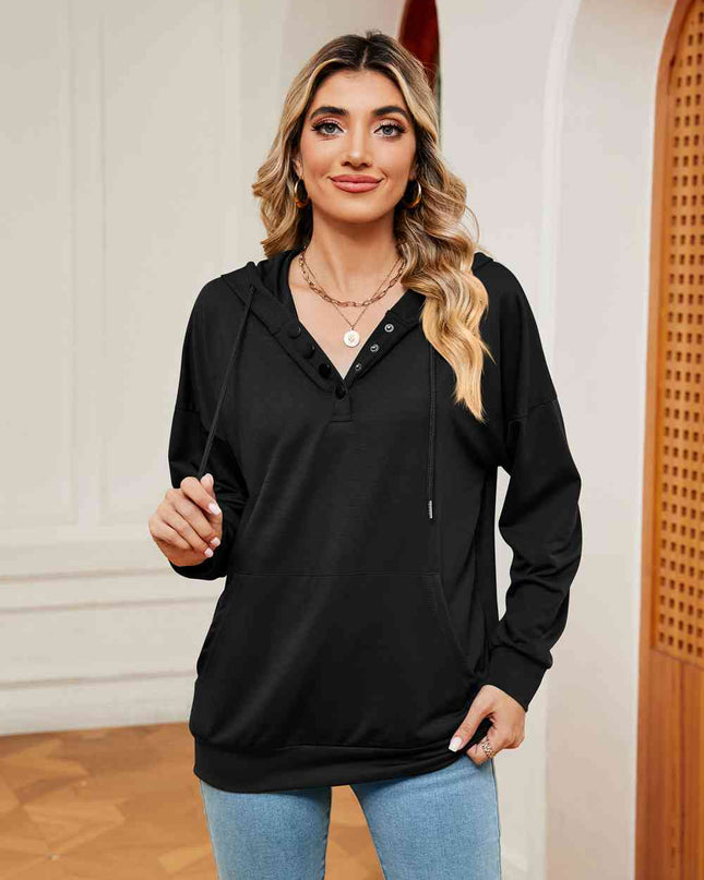 Quarter-Snap Drawstring Hoodie