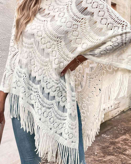 Openwork Fringe Detail Poncho