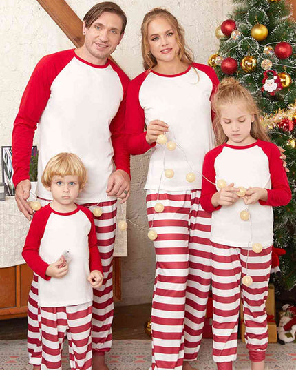 Raglan Sleeve Top and Striped Pants Set
