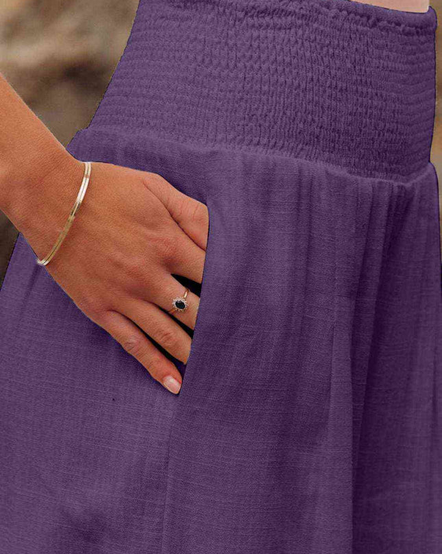 Full Size Smocked Waist Wide Leg Pants