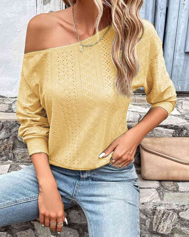 Eyelet Dropped Shoulder Blouse