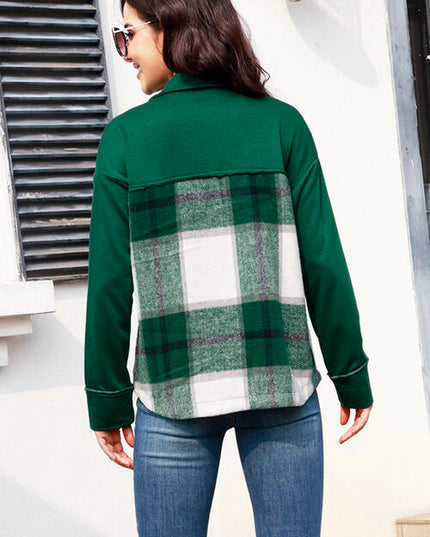 Snap Down Plaid Long Sleeve Shacket
