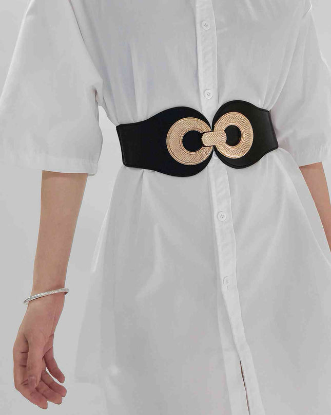 Alloy Buckle Elastic PU Belt