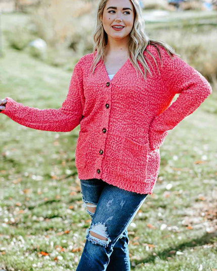 Plus Size Button Down Cardigan with Pockets
