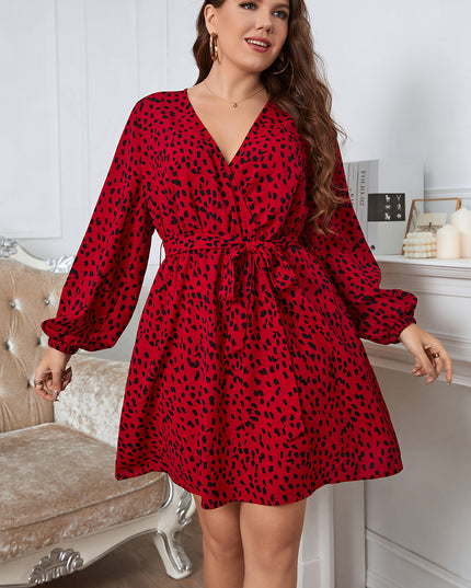 Plus Size Long Sleeve Surplice Neck Dress