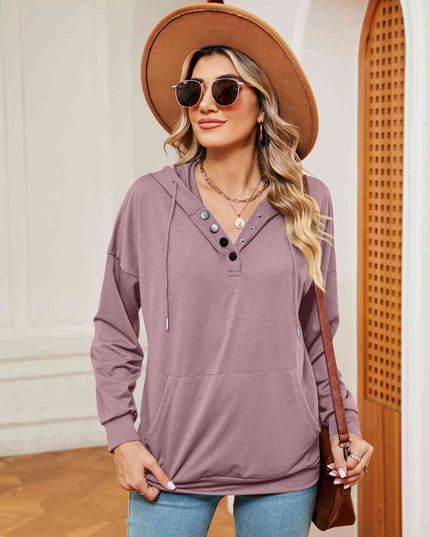 Quarter-Snap Drawstring Hoodie