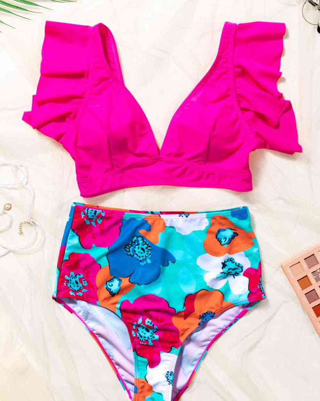 Cropped Swim Top and Floral Bottoms Set