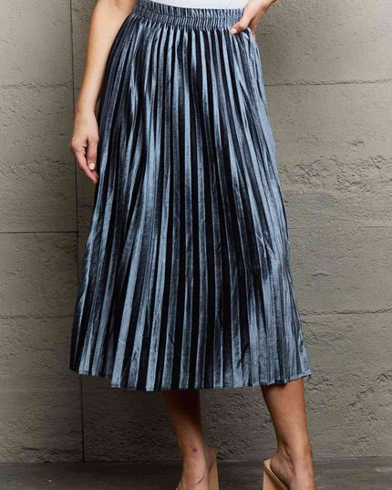 Ninexis Accordion Pleated Flowy Midi Skirt