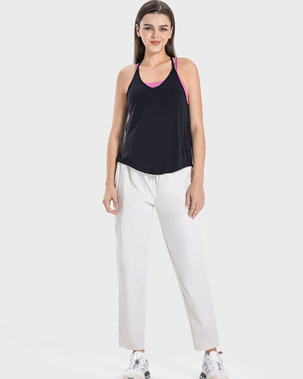 Slit Spaghetti Strap Scoop Neck Active Cami