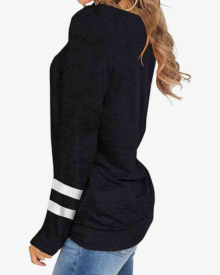 Striped Contrast Raglan Sleeve Top