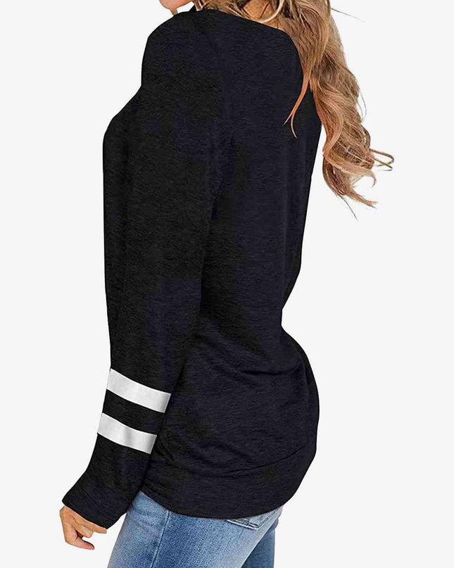 Striped Contrast Raglan Sleeve Top
