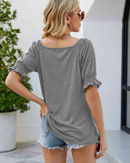 Short Flounce Sleeve Top