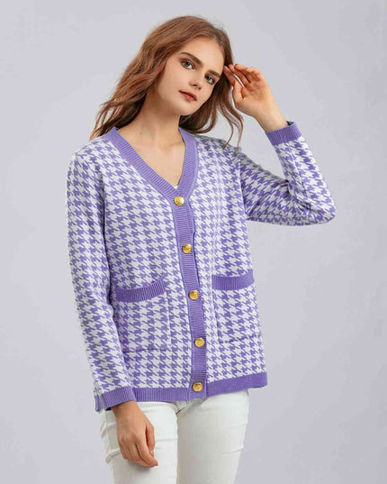 Houndstooth Button Down Cardigan