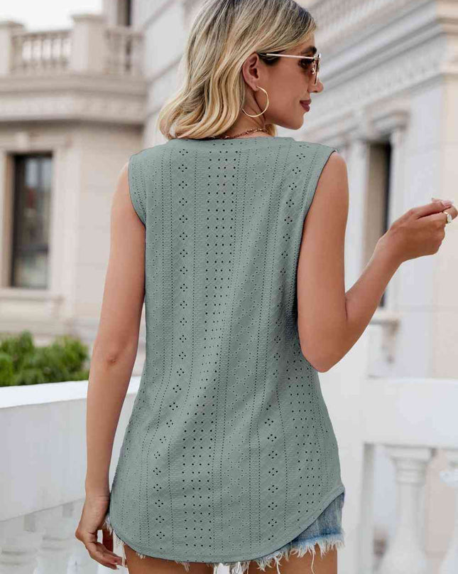 Eyelet V-Neck Tank