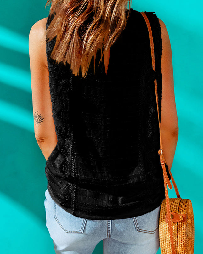 Scalloped Lace Trim V-Neck Tank
