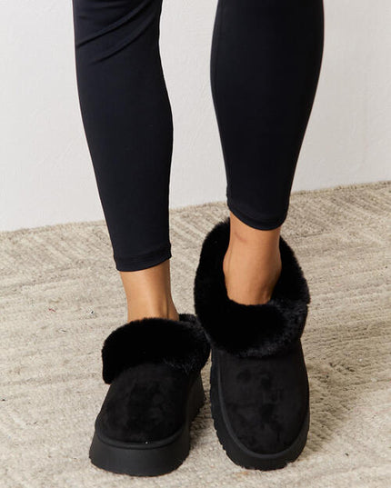 Legend Footwear Furry Chunky Platform Ankle Boots