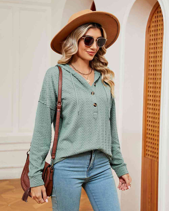 Half-Button Dropped Shoulder Hoodie