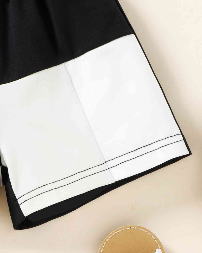 Color Block Elastic Waist Shorts