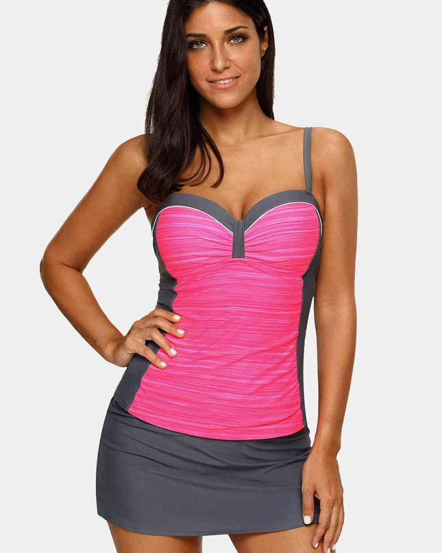 Two-Tone Sweetheart Neck Two-Piece Swimsuit