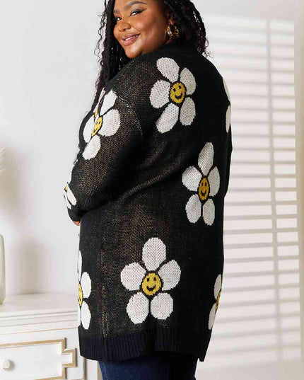Double Take Floral Button Down Longline Cardigan