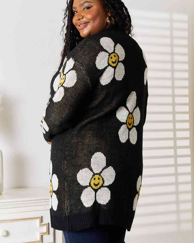 Double Take Floral Button Down Longline Cardigan