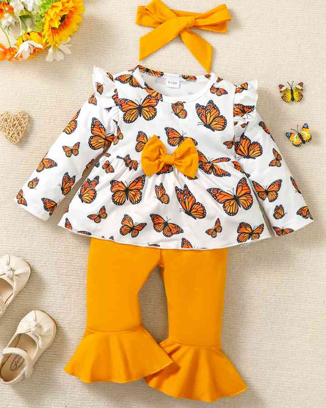 Butterfly Print Top and Pants Set